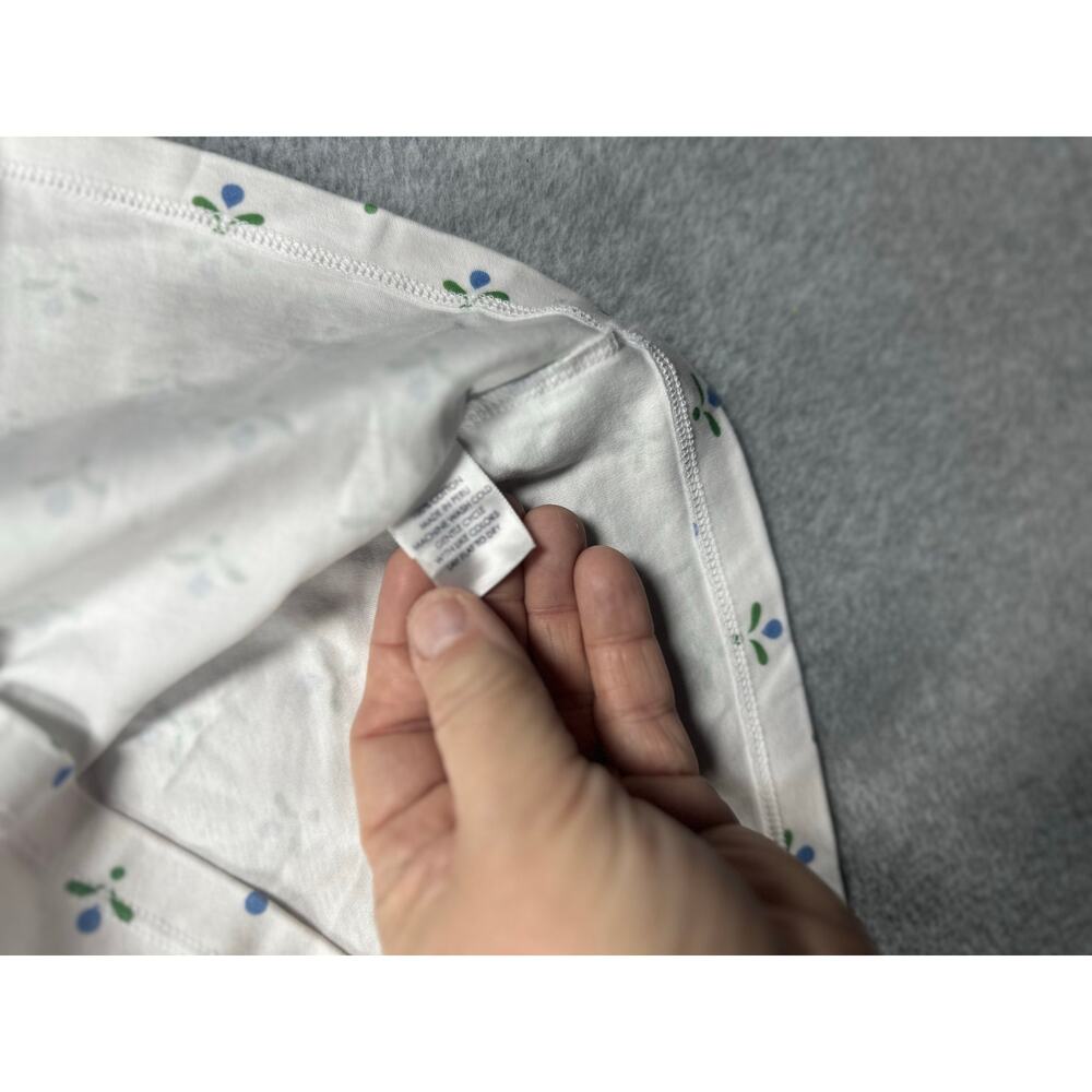 LAKE Short Sleeve Pocket Pajama Shirt Women's XL White Floral Cotton - Picture 4 of 4